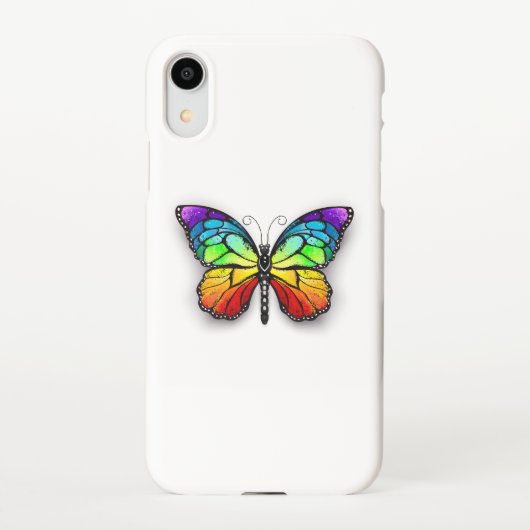 Coque iPhone XR Monarque papillon arc-en-ciel (Dos)