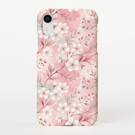 Coque iPhone XR Motif de fleurs Sakura rose (Dos)