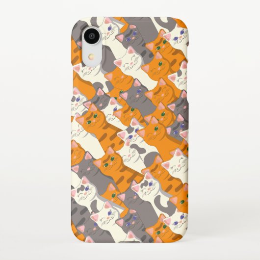 Coque iPhone XR Motif en diagonale du chat noir blanc gingembre (Dos)