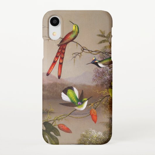 Coque iPhone XR Paysage tropical avec dix colibris (Dos)