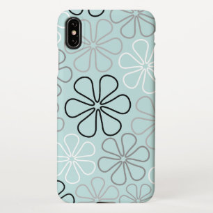 Coque iPhone XS Max Abstrait Big Flower Outlines BWG+Duck Egg Blue