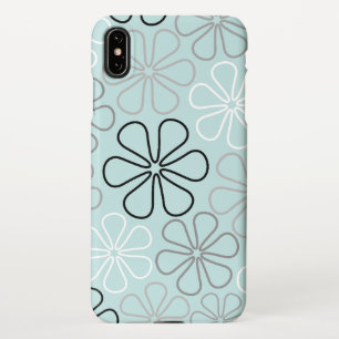 Coque iPhone XS Max Abstrait Big Flower Outlines BWG+Duck Egg Blue