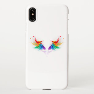 Coque iPhone XS Max Ailes fluffy arc-en-ciel