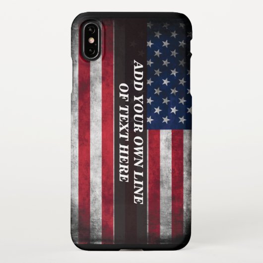 Coque iPhone XS Max Ajouter votre texte sur le drapeau américain (Dos)