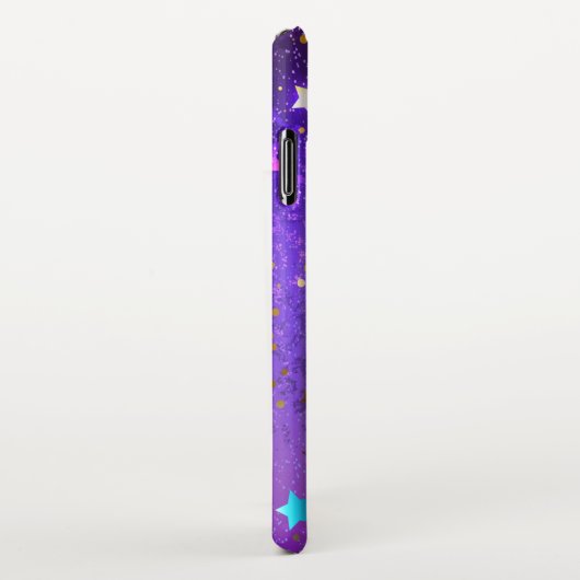 Coque iPhone XS Max Arrière - plan de feuille violet avec étoiles (Côté droit)
