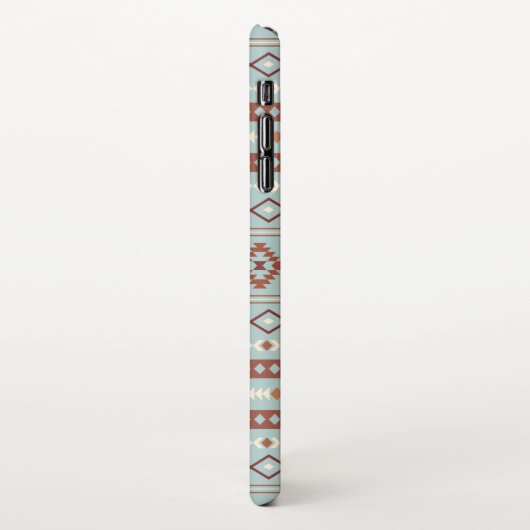 Coque iPhone XS Max Aztec Mixte Motif Motif Rusts Crème Bleu (Côté gauche)