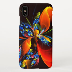 Coque iPhone XS Max Blue Orange Floral Moderne Art Abstrait Motif #03
