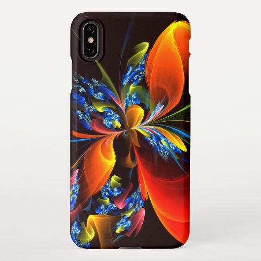 Coque iPhone XS Max Blue Orange Floral Moderne Art Abstrait Motif #03 (Dos)