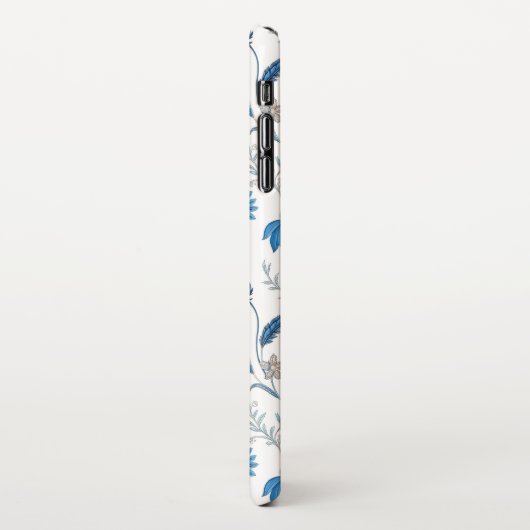 Coque iPhone XS Max Chinoiserie Blue Echinacea Pattern (Côté gauche)