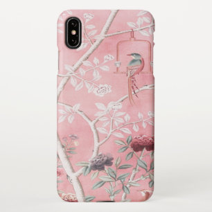 Coque iPhone XS Max Chinoiserie rose Oiseau Floral Élégant