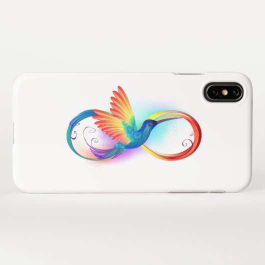 Coque iPhone XS Max Colibri arc-en-ciel avec symbole Infinity (Dos Horizontal)