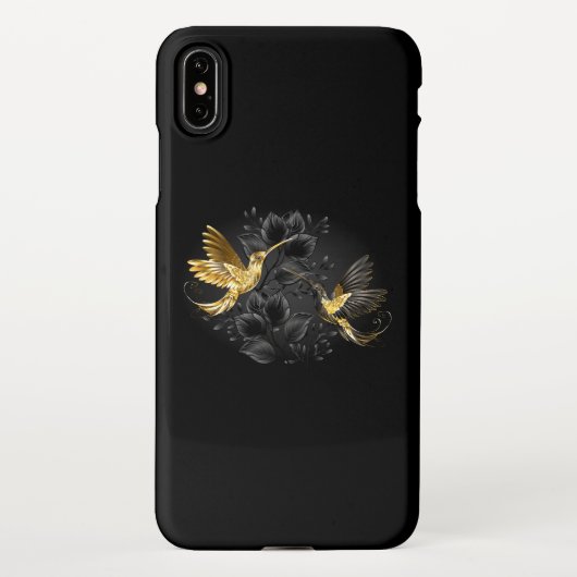 Coque iPhone XS Max Colibri noir et or (Dos)