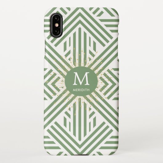 Coque iPhone XS Max Élégant Monogramme Motif vert (Dos)