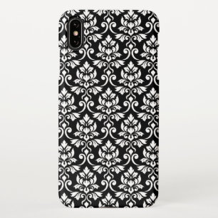 Coque iPhone XS Max Feuille Damask Patte blanc sur noir