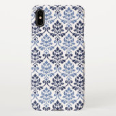 Coque iPhone XS Max Feuille Damask Pattern Blues on Cream (Dos)