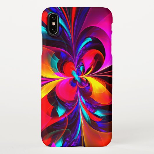 Coque iPhone XS Max Floral moderne Art Abstrait Rouge Bleu Motif #07 (Dos)