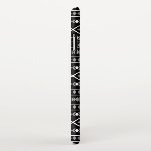 Coque iPhone XS Max Formes Aztec Motif gris noir (Côté droit)