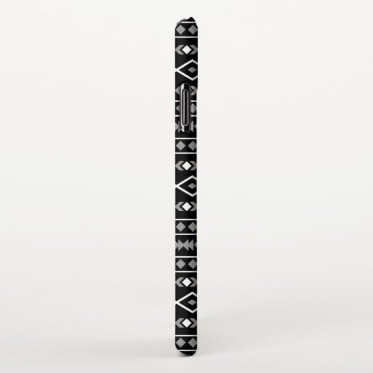 Coque iPhone XS Max Formes aztèques Motif blanc gris noir (Côté droit)