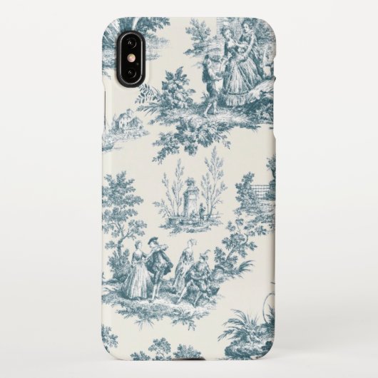 Coque iPhone XS Max Français toile de jouy sage vert élégant (Dos)