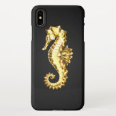 Coque iPhone XS Max Hippocampe Polygonal Or (Dos)