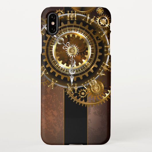 Coque iPhone XS Max Horloge Steampunk avec des engrenages anciens (Dos)