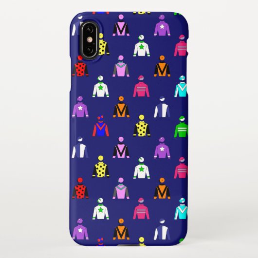 Coque iPhone XS Max Jockey Soie Cheval Motif sur Blue (Dos)