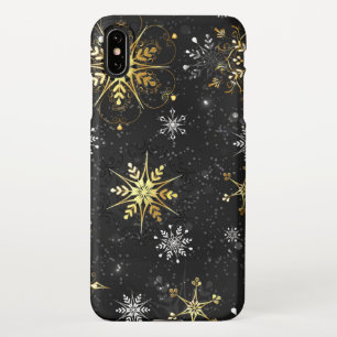 Coque iPhone XS Max Les flocons dorés de Noël sur l'Arrière - plan noi