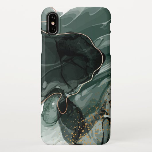 Coque iPhone XS Max Marbre vert émeraude et or, Arrière - plan marbré (Dos)