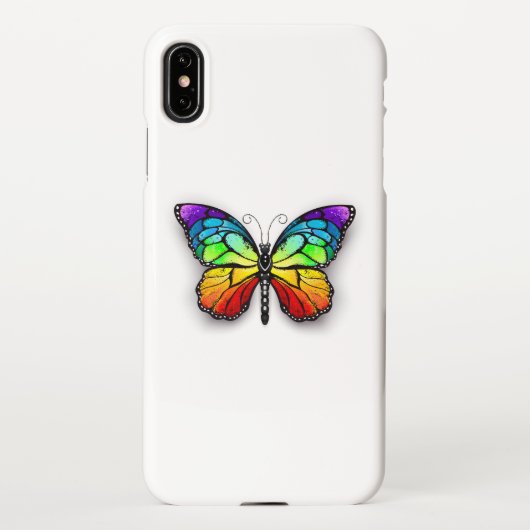 Coque iPhone XS Max Monarque papillon arc-en-ciel (Dos)