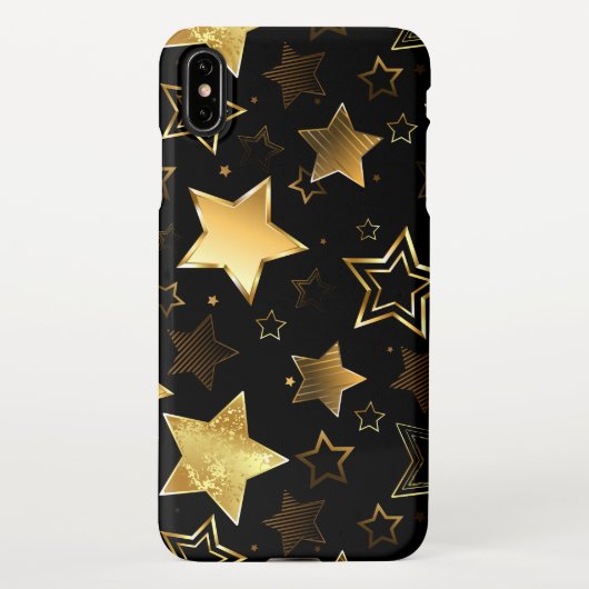 Coque iPhone XS Max Motif sans couture avec étoiles d'or (Dos)
