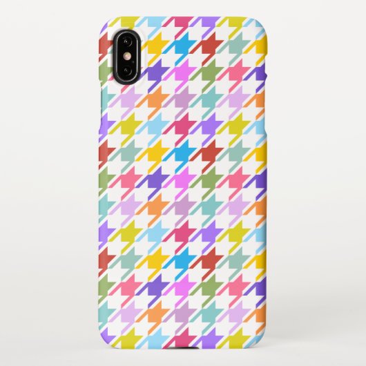Coque iPhone XS Max Multicolor Houndstooth+Motif blanc (Dos)