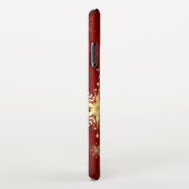Coque iPhone XS Max Noël Golden Snowflakes sur Arrière - plan rouge (Côté droit)