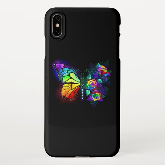 Coque iPhone XS Max Papillon arc-en-ciel (Dos)