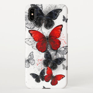 Coque iPhone XS Max Papillons noirs et rouges volants