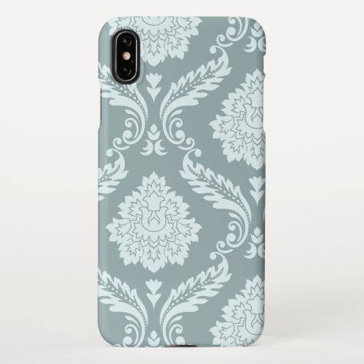 Coque iPhone XS Max Rococo Damask Art I Duck Egg Blue+Teal (Dos)