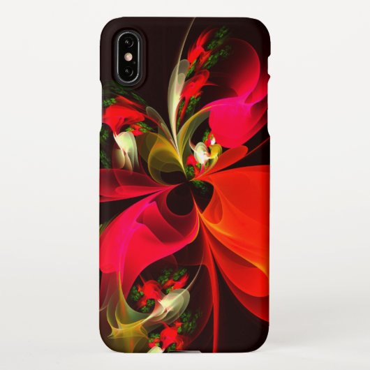 Coque iPhone XS Max Rouge Vert Floral Moderne Art Abstrait Motif #02 (Dos)
