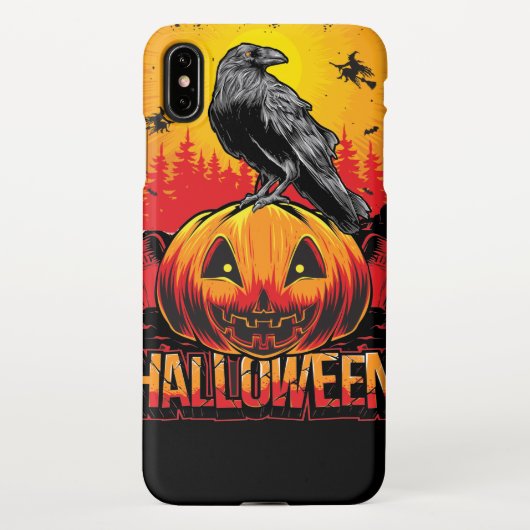 Coque iPhone XS Max Tête de Citrouille déplaisante d'Halloween avec Co (Dos)