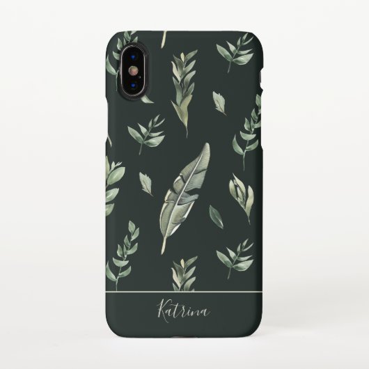 Coque iPhone XS Motif de feuilles tropicales modernes (Dos)