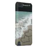 Coque iPod Touch 5G Deux coeurs de sable sur la plage, océan (Dos/Droit)