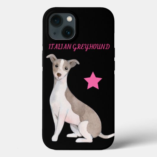 Coque ITALIEN GREYHOUND APPLE IPHONE 13. (Verso)