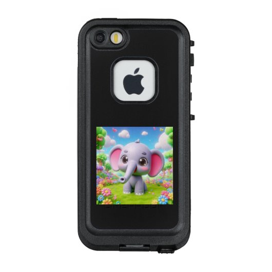 COQUE LifeProof POUR iPhone  お花畑の中のゾウさん (Dos)