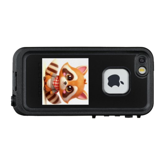 COQUE LifeProof POUR iPhone  赤と白のチェックのスカーフがトレードマークだよ💛アライグマのポポ (Dos Horizontal)