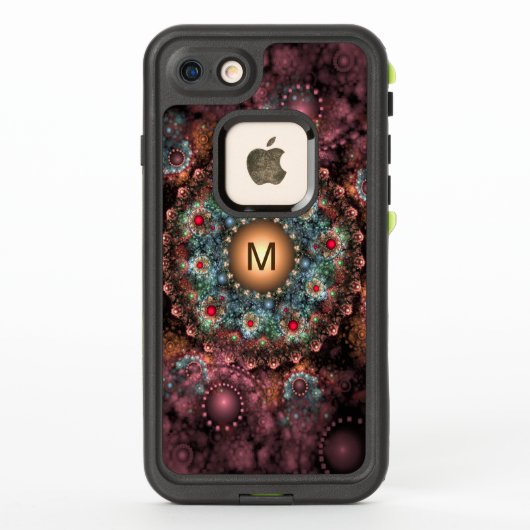 Coque LifeProof Pour iPhone Art Fractal Broche Orné :: avec monogramme (Dos)