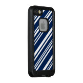 Coque LifeProof Pour iPhone Bleu foncé diagonale et bandes blanches (Dos/Droite)