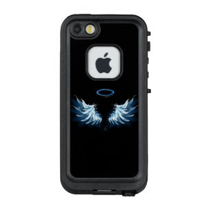 Coque LifeProof FRÄ’ Pour iPhone SE/5/5s Blue Glowing Angel Wings on black background