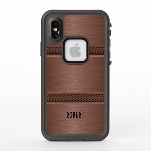Coque LifeProof Pour iPhone Brown texture fausse métallique (Dos)