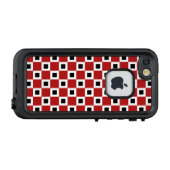 Coque LifeProof Pour iPhone Carrés rouges, blancs et noirs Checkered (Dos Horizontal)