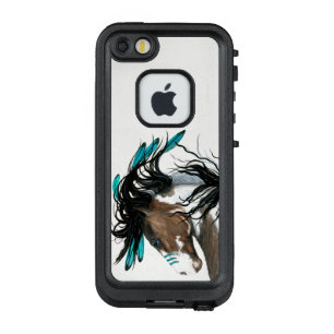 Coque LifeProof FRÄ’ Pour iPhone SE/5/5s Cheval Majestic Plumes Turquoises par Bihrle
