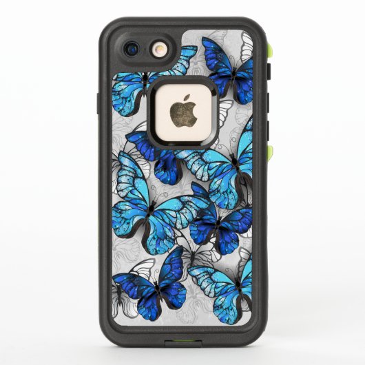 Coque LifeProof Pour iPhone Composition des White and Blue Butterflies (Dos)