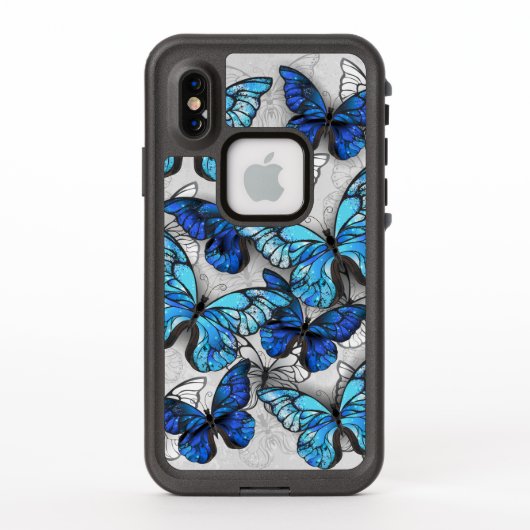 Coque LifeProof Pour iPhone Composition des White and Blue Butterflies (Dos)